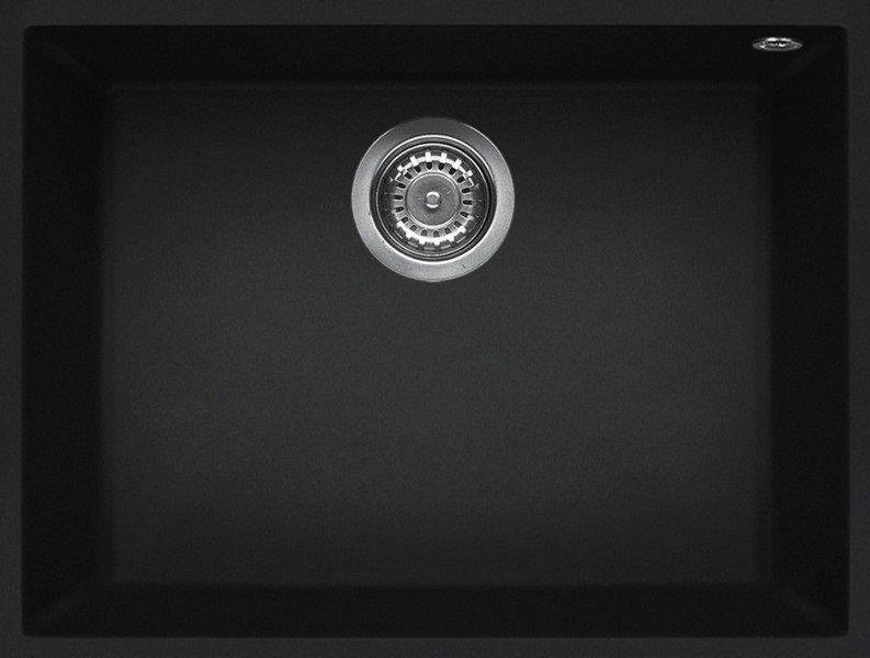 Elleci Quadra 110 Lavello Sottopiano Rettangolare in Keratek Plus Nero Assoluto 86, 1 Vasca, 58x44 cm