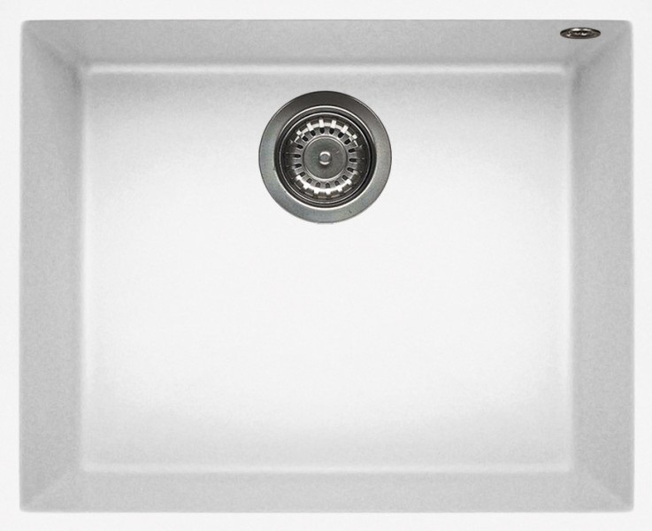 Elleci Quadra 105 Lavello da Incasso Sottotop 54 x 44 cm in Keratek Plus Bianco, 1 Vasca