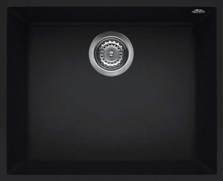 Elleci Quadra 105 Lavello Montato su Piano Rettangolare in Keratek Plus Nero, 1 Vasca, Dimensioni 540x440 mm