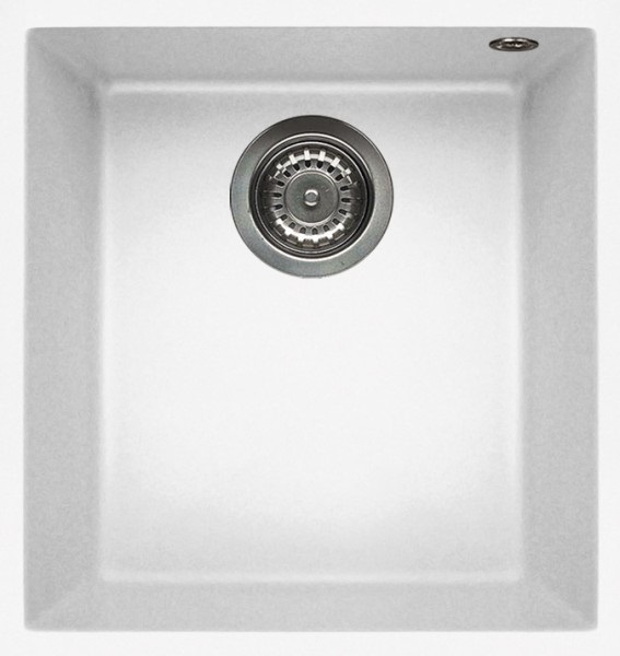 Elleci Quadra 100 Lavello da Incasso Sottotop 1 Vasca 38 x 44 cm in Keratek Plus Bianco