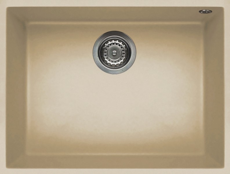 Elleci Quadra 110 Lavello montato su piano Rettangolare in Keratek Plus Champagne - 1 vasca, dimensioni 58x44 cm