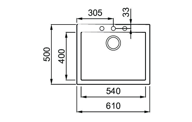Elleci Quadra 110 Lavello Montato su Piano Rettangolare in Keratek Plus Champagne - 1 Vasca, Dimensioni 61x50 cm
