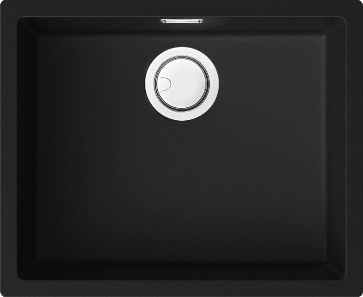 Elleci Zen 105 Lavello da Cucina 1 Vasca in Keratek Plus Nero Assoluto 55,6x45,6 cm - Montato su Piano e Sottotop