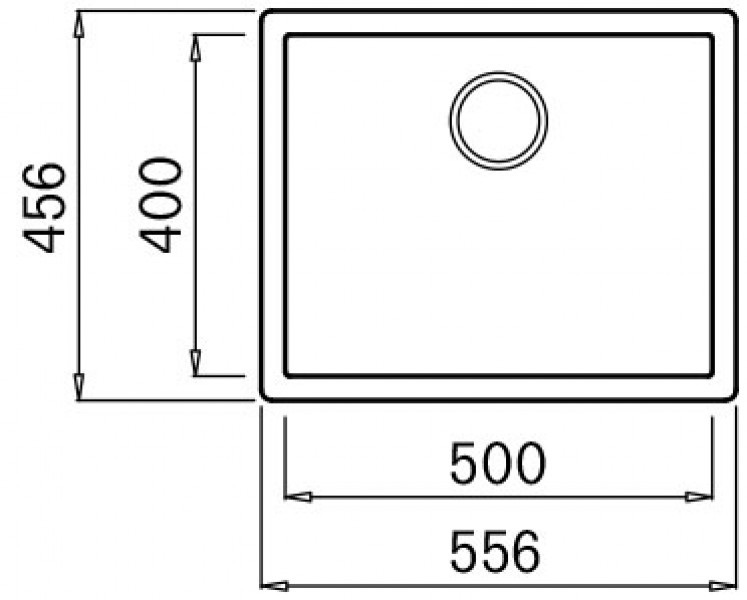 Elleci Zen 105 Lavello da Cucina 1 Vasca in Keratek Plus Nero Assoluto 55,6x45,6 cm - Montato su Piano e Sottotop