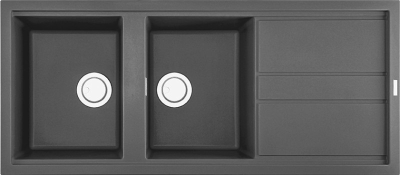 Elleci Best 500 Lavello Composito 116x51 cm 2 Vasche con Gocciolatoio Reversibile Keratek Plus Dark Grey