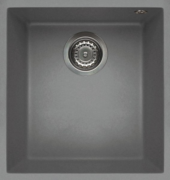 Elleci Lavello da Incasso 1 Vasca Quadra 100 Sottotop 38 x 44 cm in Keratek Plus Grigio Chiaro