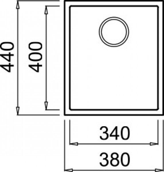 Elleci Lavello da Incasso 1 Vasca Quadra 100 Sottotop 38 x 44 cm in Keratek Plus Grigio Chiaro