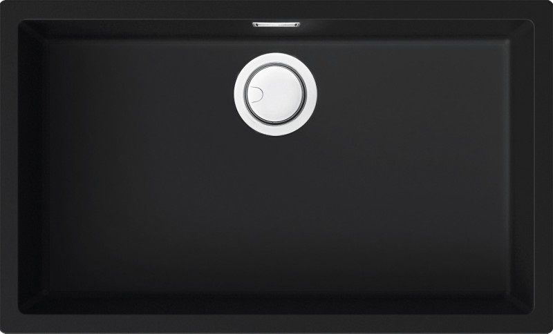 Elleci Zen 130 Lavello Montato su Piano Rettangolare in Keratek Plus Nero - 1 Vasca 75,6 x 45,6 cm