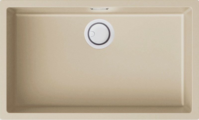 Elleci Zen 130 Lavello Montato su Piano Rettangolare in Keratek Plus Champagne - 1 Vasca, Dimensioni 75,6x45,6 cm