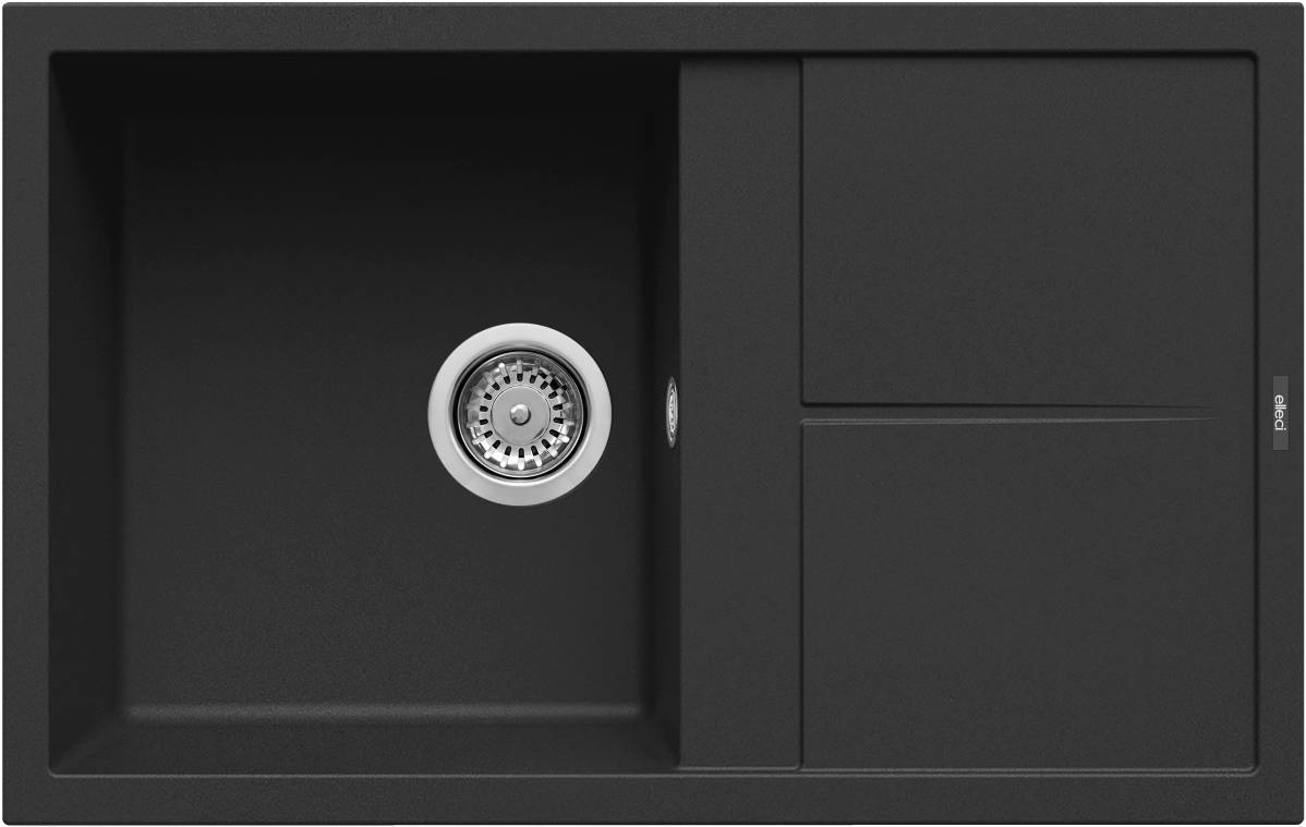 Elleci Unico 300 Lavello 1 Vasca Reversibile con Gocciolatoio 79 x 50 cm in Keratek Nero