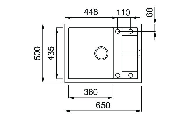 Elleci Unico 125 Lavello 1 Vasca Reversibile con Gocciolatoio 65x50 cm in Keratek Bianco
