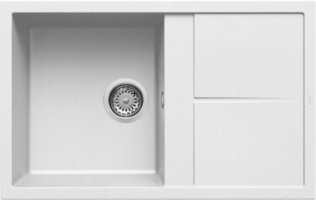 Elleci Unico 300 Lavello 1 Vasca con Gocciolatoio Reversibile 79x50 cm Keratek Bianco
