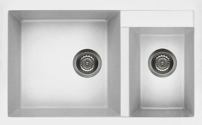 Elleci Quadra 440 Lavello Incasso 2 Vasche 81,5 x 50 cm Granitek Bianco Titano