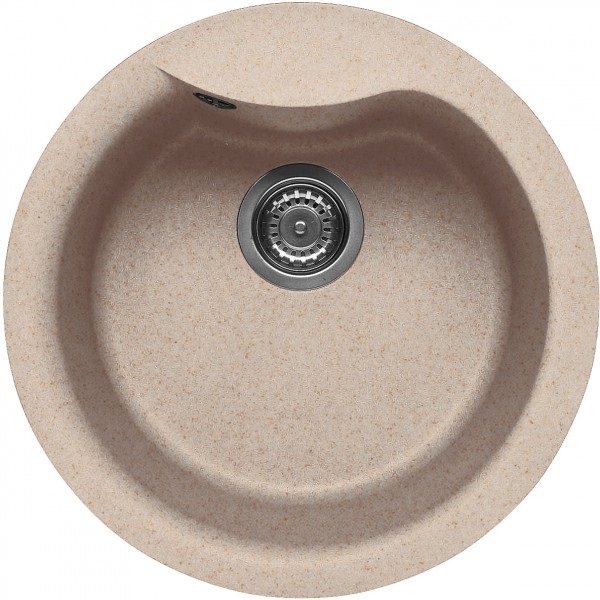 Elleci Ego Round Lavello Circolare 1 Vasca Montato su Piano in Granitek Avena - Diametro 485 mm