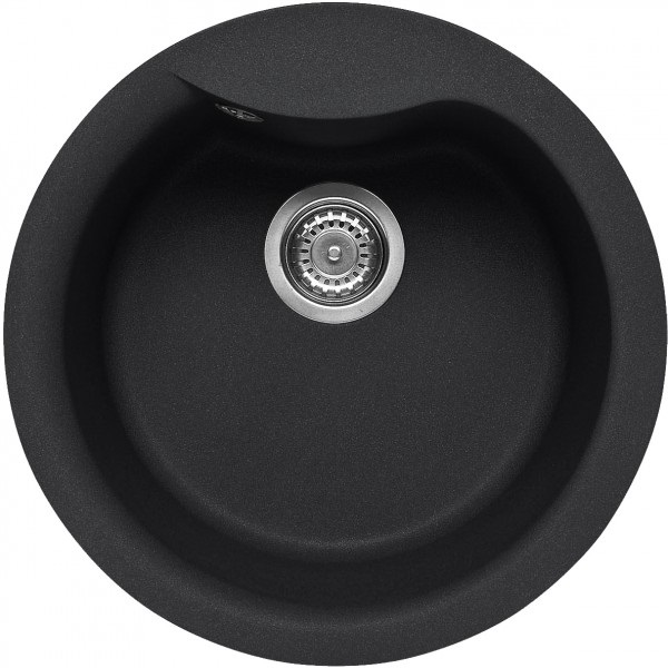 Elleci Ego Round Lavello Circolare 1 Vasca Montato su Piano in Granitek Antracite - Diametro 485 mm