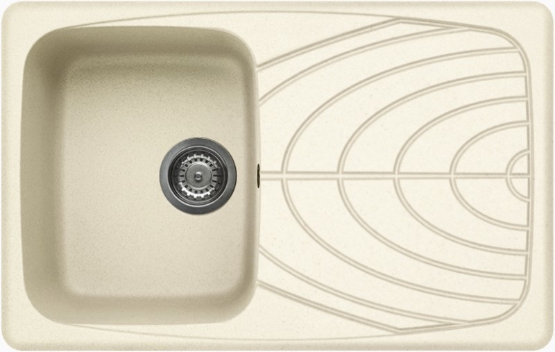 Elleci Master 300 Lavello da Incasso 1 Vasca con Gocciolatoio Reversibile 79 x 50 cm in Granitek Bianco Antico