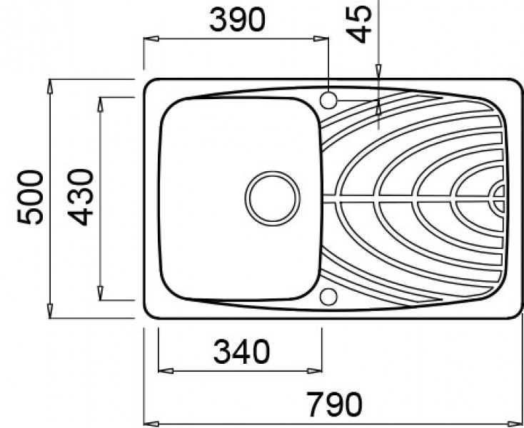 Elleci Master 300 Lavello da Incasso 1 Vasca con Gocciolatoio Reversibile 79 x 50 cm in Granitek Bianco Antico