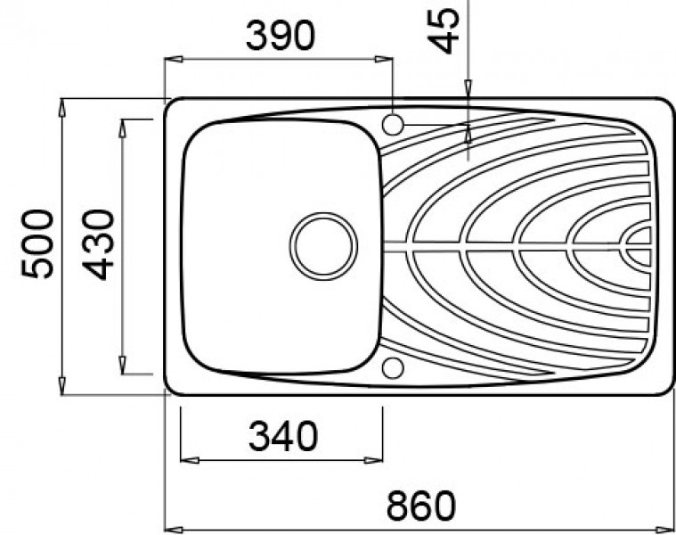 Elleci Master 400 Lavello da Incasso 1 Vasca 86x50 cm in Granitek Avena con Gocciolatoio Reversibile
