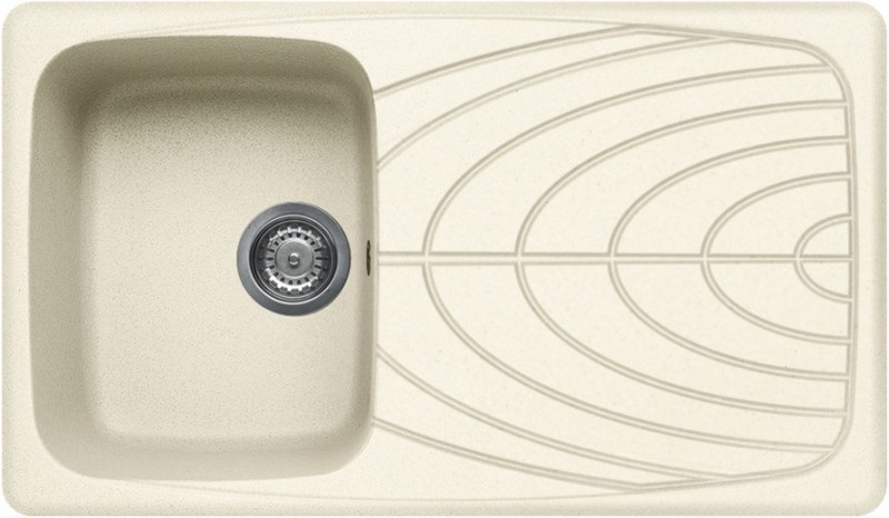 Elleci Master 400 Lavello montato su piano Rettangolare in Granitek Bianco Antico con 1 vasca e gocciolatoio Reversibile