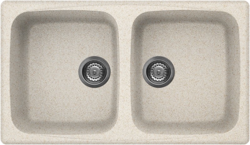 Elleci Master 450 Lavello Montato su Piano Rettangolare in Granitek Avena - 2 Vasche 86x50 cm