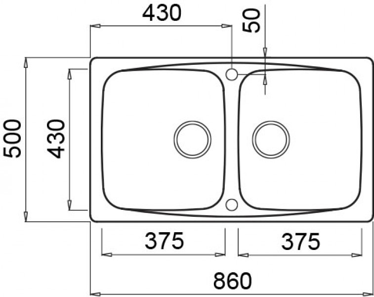 Elleci Master 450 Lavello da Incasso 2 Vasche 86 x 50 cm in Granitek Antracite - LGM45059