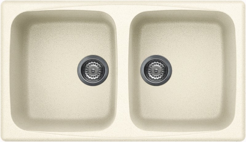 Elleci Master 450 Lavello da Incasso 2 Vasche Reversibile 86 x 50 cm in Granitek Bianco Antico