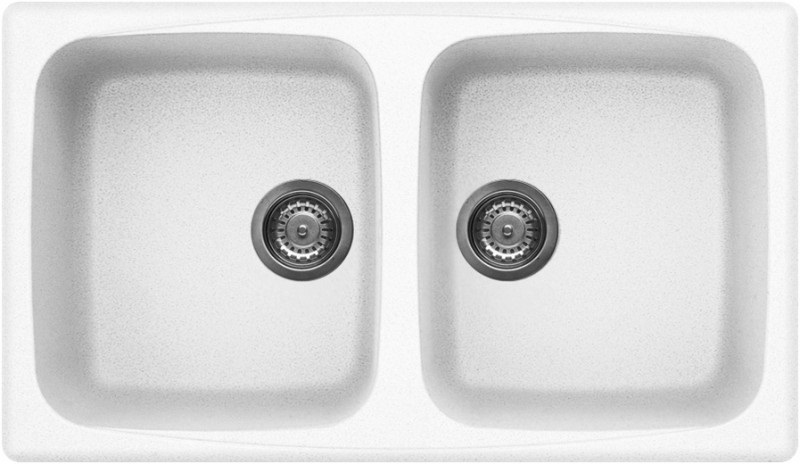 Elleci Master 450 Lavello da Incasso 2 Vasche 86x50 cm in Granitek Bianco