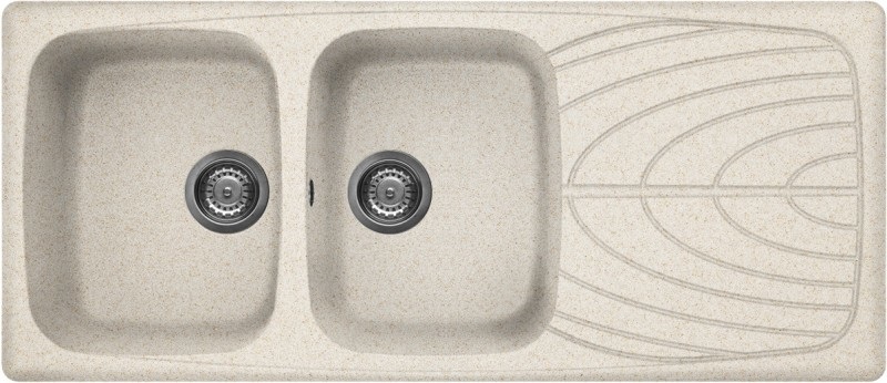 Elleci Master 500 Lavello da Incasso in Granitek Avena con 2 Vasche e Gocciolatoio Reversibile - Dimensioni 116x50 cm