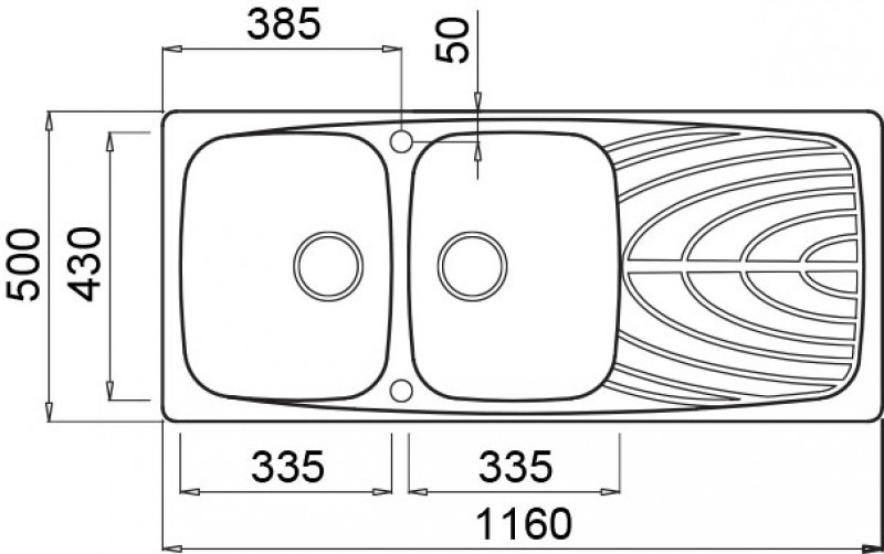 Elleci Master 500 Lavello da Incasso in Granitek Avena con 2 Vasche e Gocciolatoio Reversibile - Dimensioni 116x50 cm