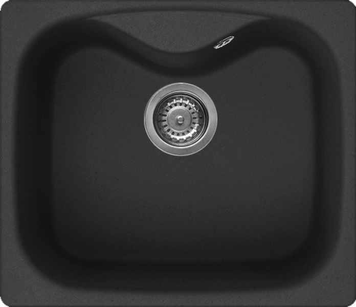 Elleci Fox 200 Lavello da Incasso 1 Vasca 58x50 in Granitek Antracite con Sifone Salvaspazio e Accessori Inclusi