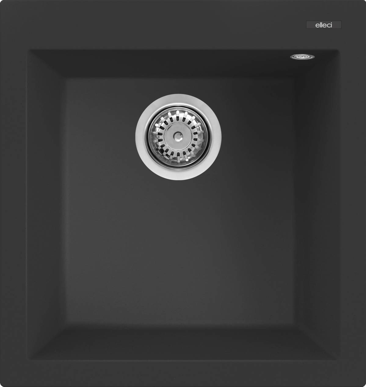 Elleci Lavello 1 Vasca Quadra 102 - 47 x 50 cm in Granitek Nero, Installazione da Incasso