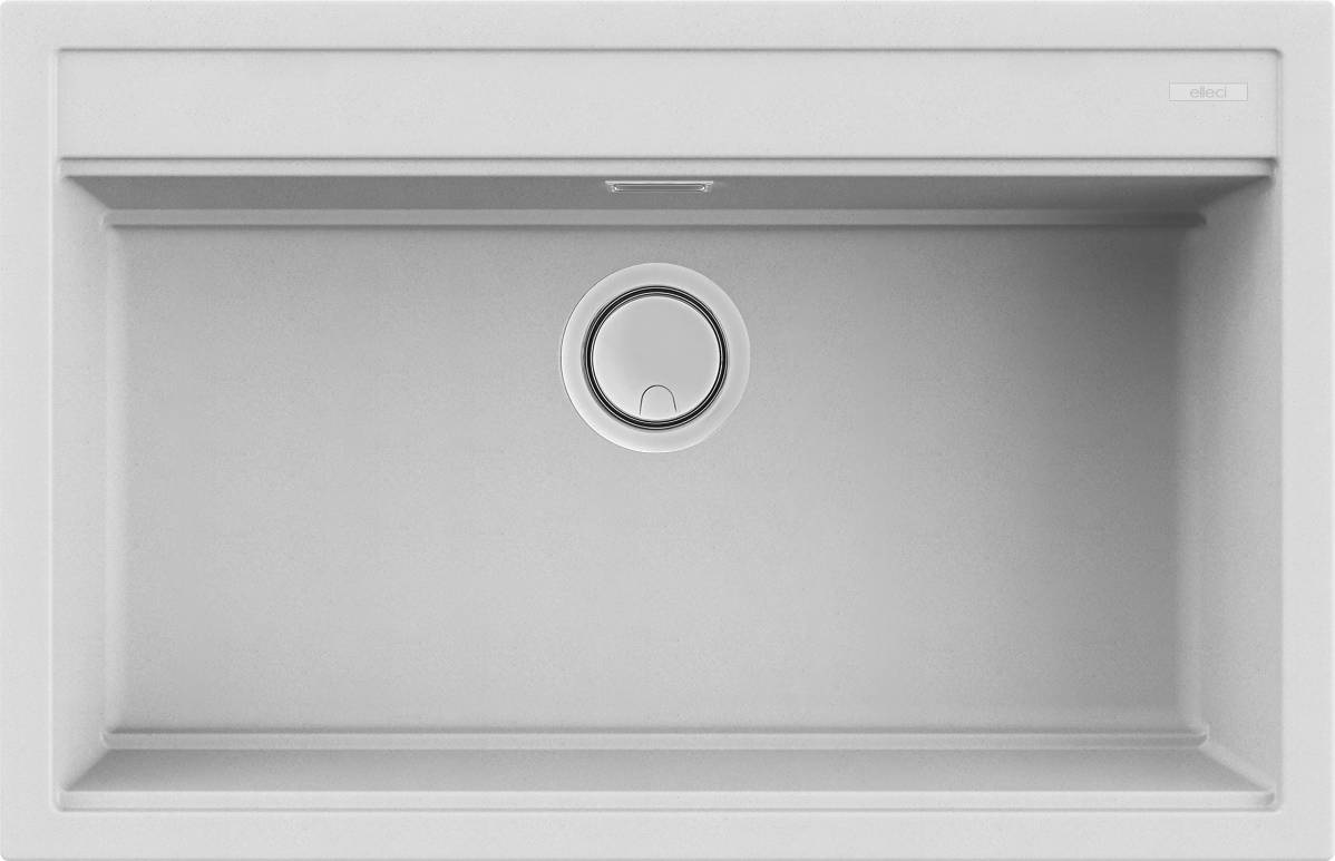 Elleci Best 130 Lavello montato su piano Rettangolare in Granitek Bianco - 1 vasca 79 x 51 cm