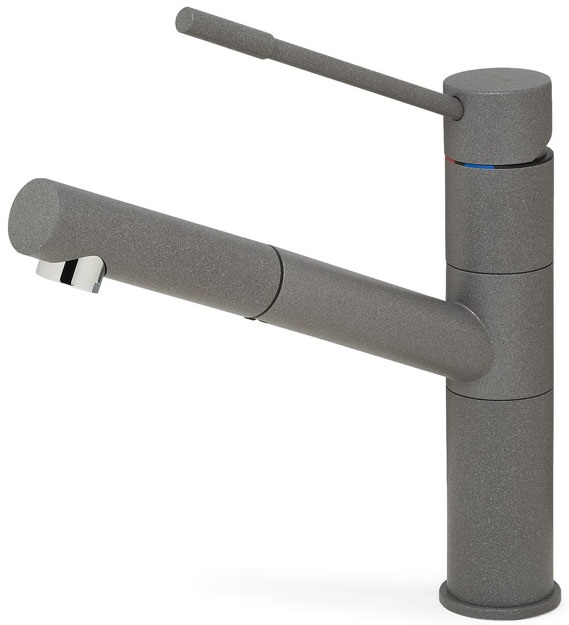 Elleci Sava Miscelatore Monocomando Cucina in Granitek Antracite con Canna Girevole e Leva Sanitaria