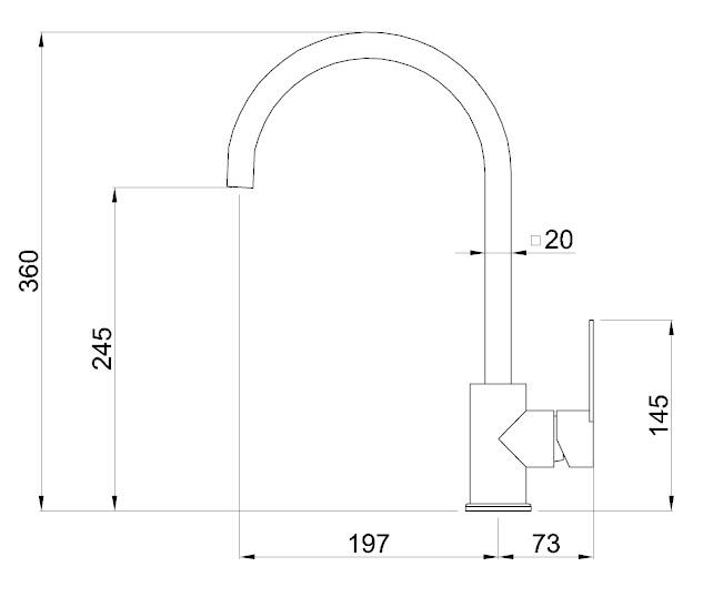 Elleci Miscelatore Monocomando Cucina Senna Granitek Nero con Canna Girevole - MGKSEN40
