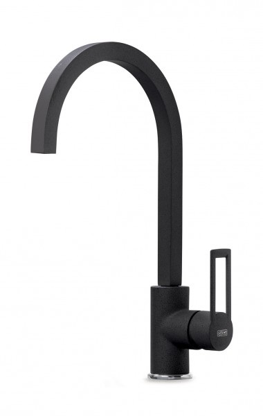 Elleci MGKBRI40 Miscelatore Monocomando Cucina in Granitek Nero con Canna Girevole - Design Moderno