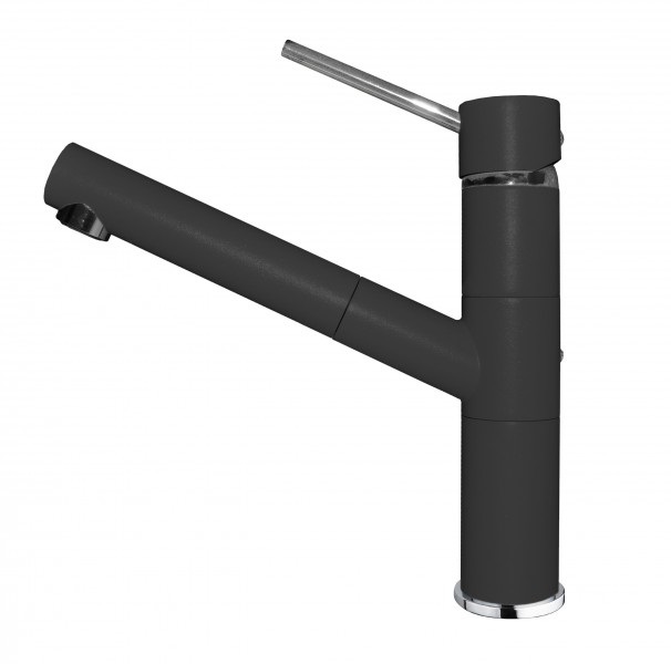 Elleci Reno G40 Miscelatore Monocomando con Canna Girevole e Doccetta Estraibile in Granitek Nero