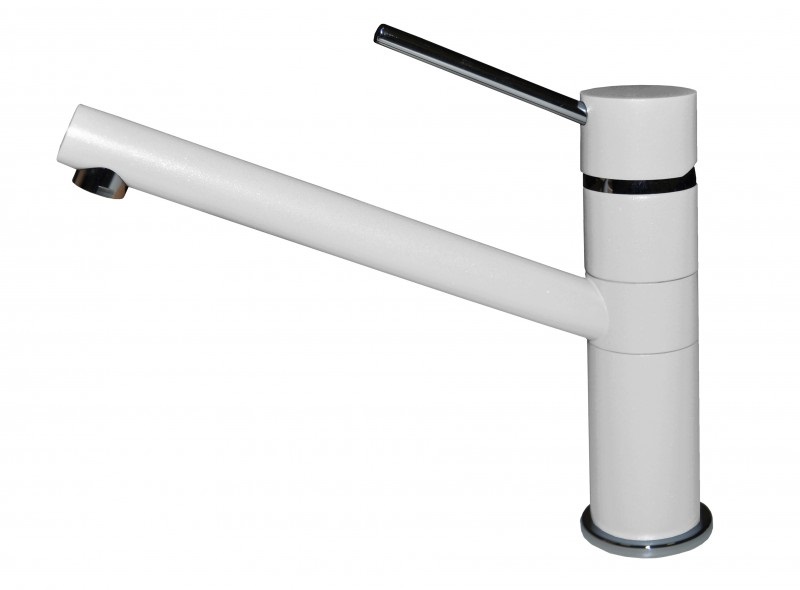 Elleci Sava Miscelatore Monocomando Cucina in Granitek Bianco con Canna Girevole e Cartucce a Dischi Ceramici