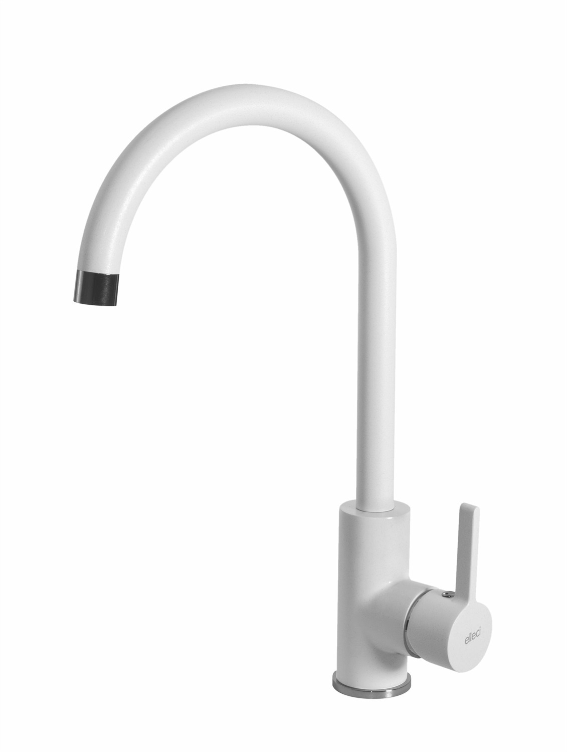 Elleci Rubinetto Cucina Miscelatore Monocomando Alta Girevole Bianco G68 Finitura Granitek