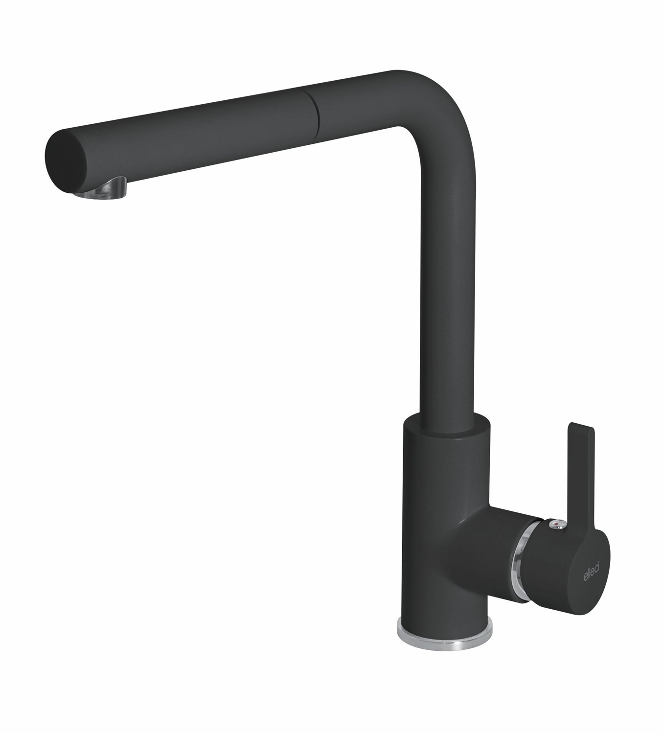 Elleci MGKC0240 Rubinetto Miscelatore Cucina Monocomando con Doccetta Estraibile in Granitek Nero Full Black