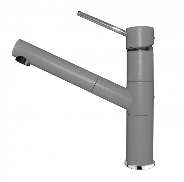 Elleci Reno Miscelatore Monocomando Cucina in Granitek Grigio Cemento con Canna Girevole e Doccetta Estraibile