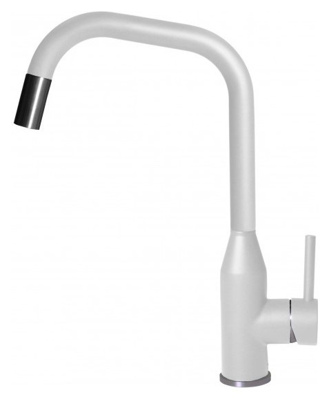 Elleci Miscelatore Monocomando Dora Plus con Doccetta Estraibile in Granitek Bianco - MGKDRP68