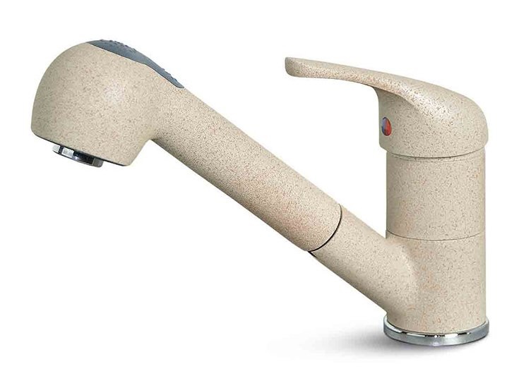 Elleci Venere Miscelatore Monocomando Cucina in Granitek Titanio con Doccetta Estraibile