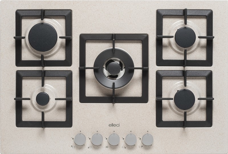 Elleci Piano Cottura Plano 75 G51 Avena da Incasso 75 cm Gas 5 Fornelli Granitek