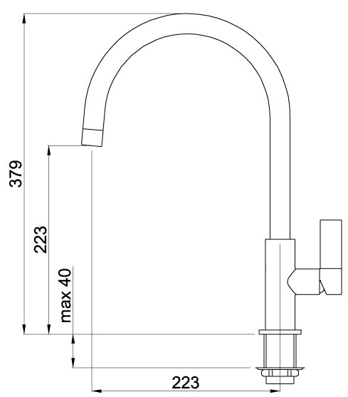 Elleci MMKVTA79 Miscelatore Monocomando Cucina Volta in Metaltek con Canna Girevole - Alluminio, Altezza 22,3 cm