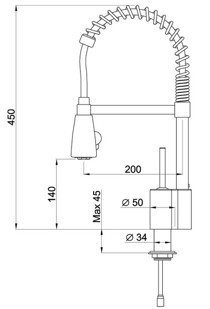 Elleci MIKCHECR Miscelatore Monocomando con Canna Alta Girevole e Doccetta Estraibile - Serie Chef, Cromo
