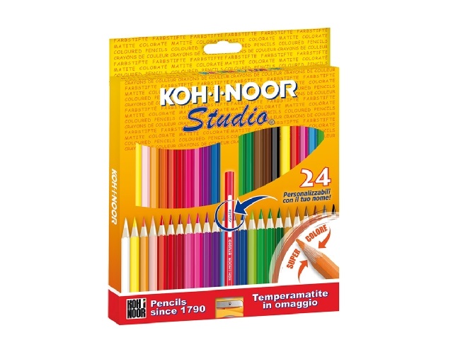 Koh-I-Noor DH3325 Matite Colorate Studio - Astuccio 24 Pezzi con Mina Super Resistente da 2,9 mm