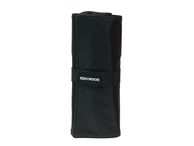 Koh-I-Noor Djtb-24 Astuccio Arrotolabile Nero - 24 Scomparti con Astuccio Zip Interno - Dimensioni 7,5 x 21,5 cm