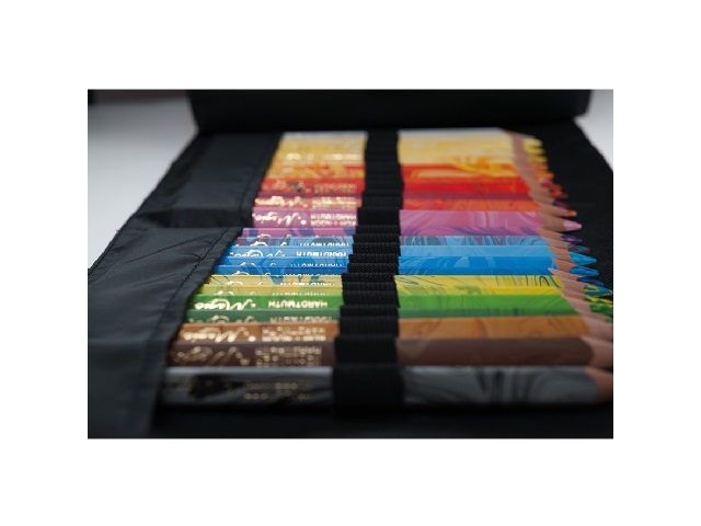Koh-I-Noor Djtb-24 Astuccio Arrotolabile Nero - 24 Scomparti con Astuccio Zip Interno - Dimensioni 7,5 x 21,5 cm