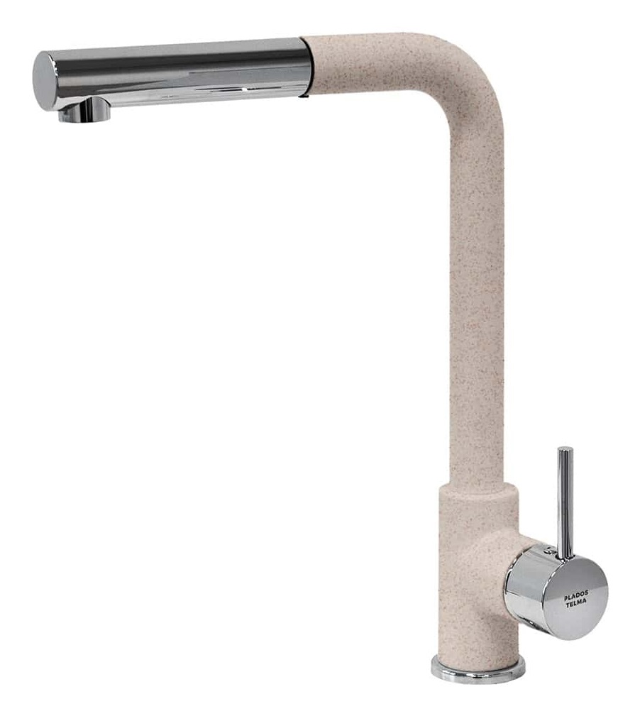 Plados VEMIXEXTL-94 Miscelatore Cucina Monocomando con Canna a 90° e Doccia Estraibile - Finitura ULTRAGRANIT Avena