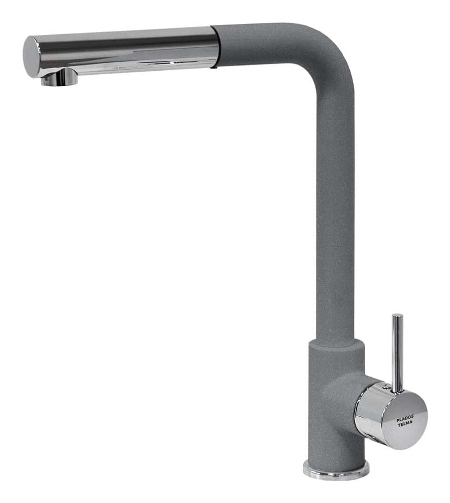 Plados VEMIXEXTL Miscelatore Cucina Monocomando in Titanio con Canna a 90° e Doccia Estraibile, Rotazione Canna 360°